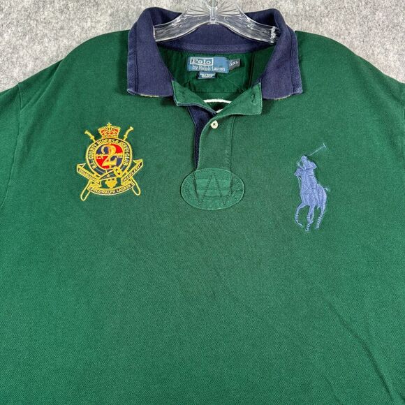 Polo Ralph Lauren Big Pony Rugby Polo Shirt Mens 2XL Green Crest Heavy Weight